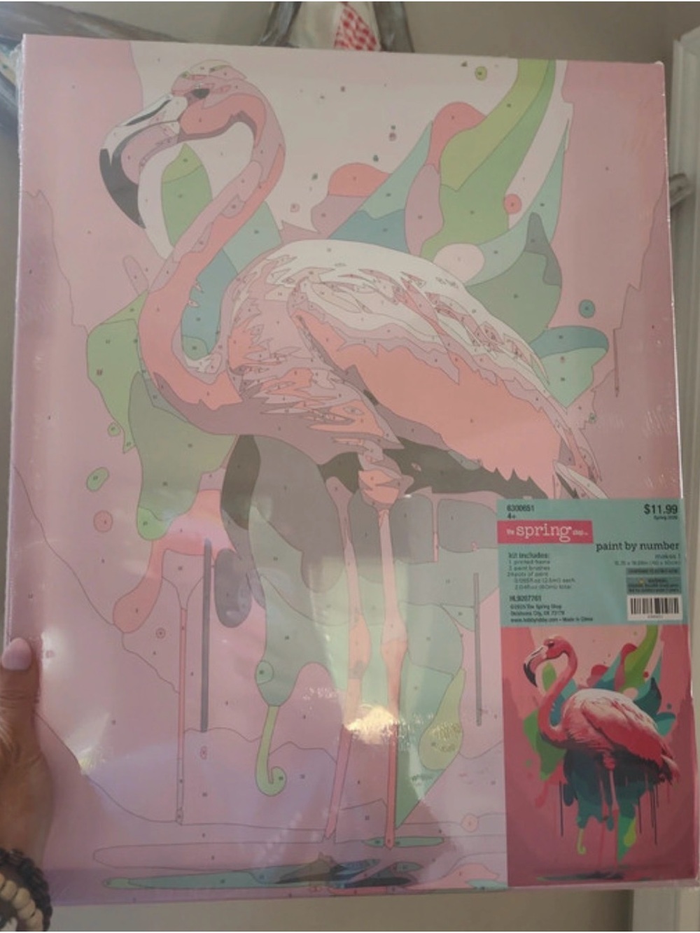Paint-by-Number Flamingo Wall Art Kit - Pink